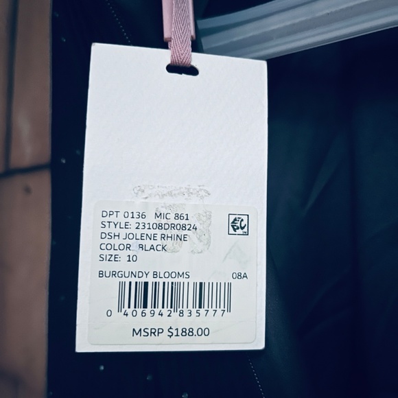 Alex Marie Black Ruffled Chiffon Midi Dress Long Sleeve Rhinestones Size 10 - Picture 12 of 15